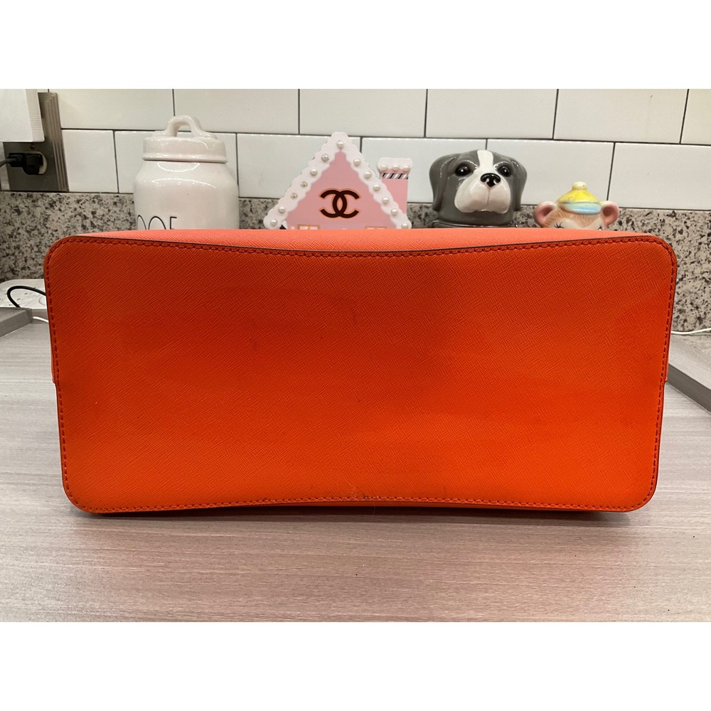 TORY BURCH ROBINSON ORANGE AND PINK COLOR BLOCK TOTE - Picture 4 of 12